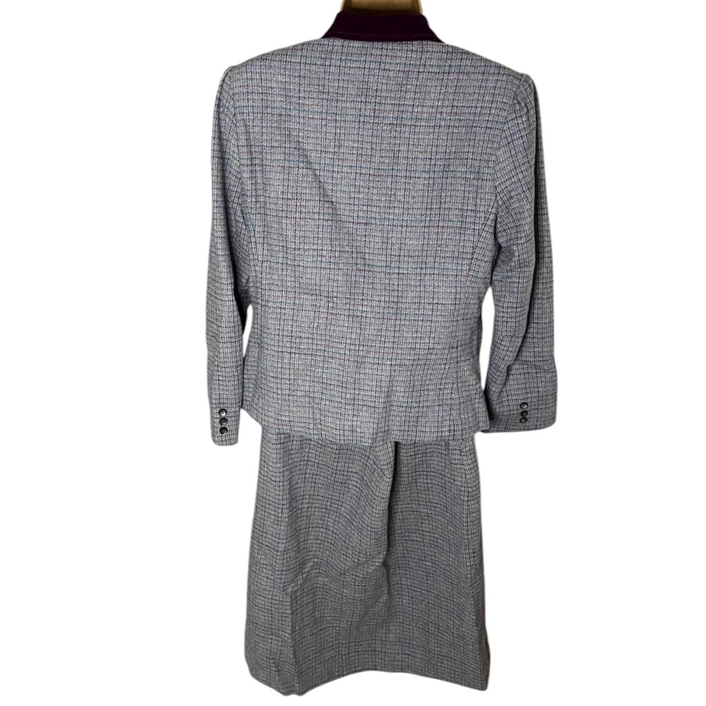 Vtg 80s Pete for Pandora Blazer & Pleated Skirt Suit Wool Blend Gray XS - Picture 2 of 7